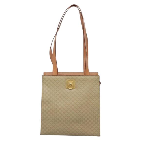 CELINE Macadam Canvas Tote Bag Pvc Beige Gold - Picture 2 of 12